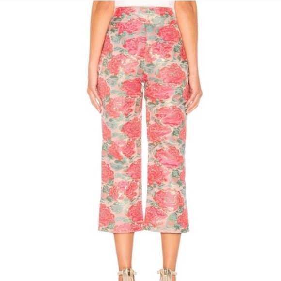 For Love & Lemons Floral Metallic Brocade Pants Size Large - Picture 2 of 10